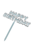 Pasta Üstü Akrilik Çubuklu Beyaz Çerçeveli Happy Birthday Mavi - 3