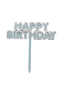 Pasta Üstü Akrilik Çubuklu Beyaz Çerçeveli Happy Birthday Mavi - 2