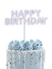 Pasta Üstü Akrilik Çubuklu Beyaz Çerçeveli Happy Birthday Mavi - 1