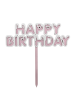 Pasta Üstü Akrilik Çubuklu Beyaz Çerçeveli Happy Birthday Pembe - 2