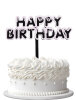 Pasta Üstü Akrilik Çubuklu Beyaz Çerçeveli Happy Birthday Siyah - 1