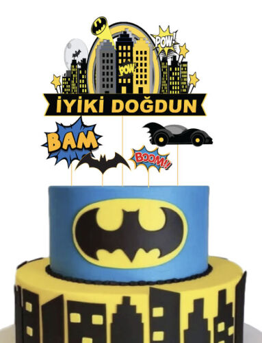 Kürdan Pasta Üstü Batman Temalı 5 Parça - 