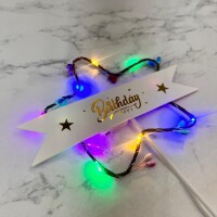 Pasta Üstü Çubuklu Cipsolu Yıldız Desenli Işıklı Süs - 3