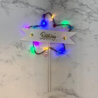 Pasta Üstü Çubuklu Cipsolu Yıldız Desenli Işıklı Süs - 4