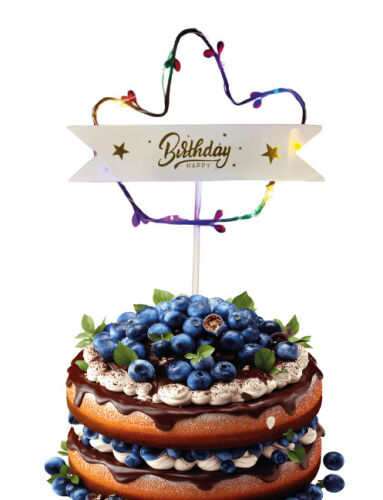 Pasta Üstü Çubuklu Cipsolu Işıklı Süs - 