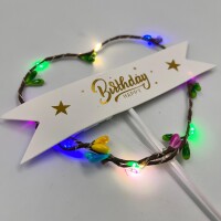 Pasta Üstü Çubuklu Cipsolu Kalp Desenli Işıklı Süs - 3