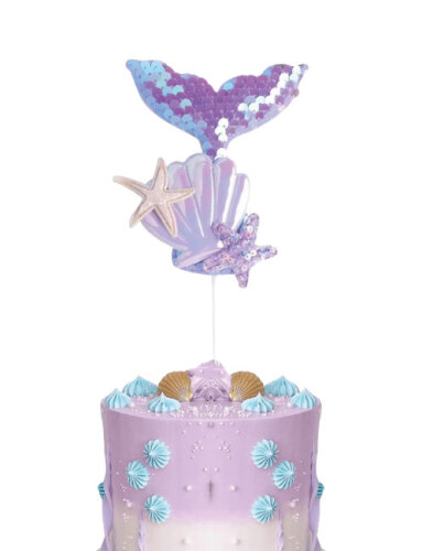 Pasta Üstü Çubuklu Deniz Kızı Model Pullu Mor - 