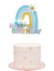 Pasta Üstü Çubuklu Happy Birthday Gökkuşağı Model Ponponlu Mavi - 1