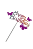 Pasta Üstü Çubuklu Happy Birthday Kelebek Renkli - 3