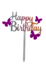 Pasta Üstü Çubuklu Happy Birthday Kelebek Renkli - 2