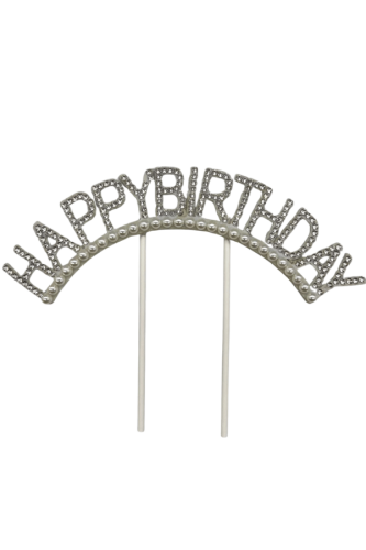 Pasta Üstü Çubuklu Happy Birthday Taşlı İncili - 2