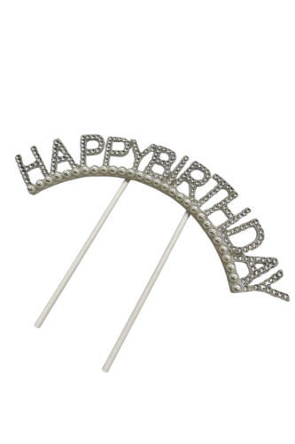 Pasta Üstü Çubuklu Happy Birthday Taşlı İncili - 3