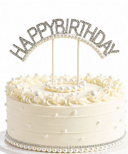 Pasta Üstü Çubuklu Happy Birthday Taşlı İncili - 