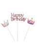 Pasta Üstü Çubuklu Happy Birthday Taşlı Pullu 3 Parça - 2