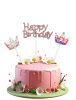 Pasta Üstü Çubuklu Happy Birthday Taşlı Pullu 3 Parça - 1