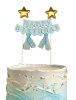 Pasta Üstü Çubuklu Happy Birthday Yıldızlı Tüllü Mavi - 1