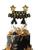 Pasta Üstü Çubuklu Happy Birthday Yıldızlı Tüllü Siyah - 1