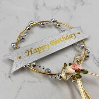 Pasta Üstü Çubuklu Metal Süs Boncuklu Gümüş - 3