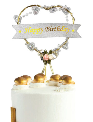 Pasta Üstü Çubuklu Metal Kalp Desenli Süs Boncuklu Beyaz - 