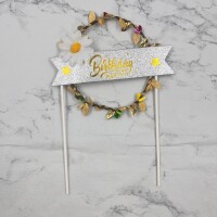 Pasta Üstü Çubuklu Yapraklı Işıklı Beyaz - 4