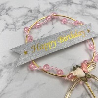 Pasta Üstü Çubuklu Metal Süs Boncuklu Pembe - 1