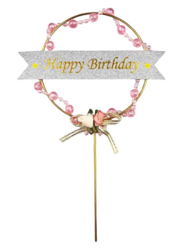 Pasta Üstü Çubuklu Metal Süs Boncuklu Pembe - 2