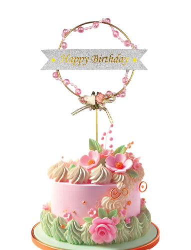 Pasta Üstü Çubuklu Metal Süs Boncuklu Pembe - 