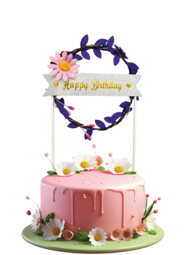 Pasta Üstü Çubuklu Yapraklı Işıklı Mor - 