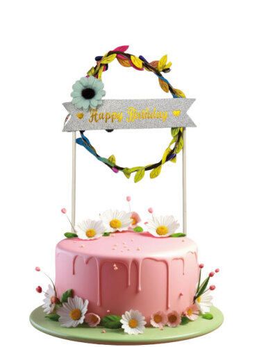 Pasta Üstü Çubuklu Yapraklı Işıklı Renkli - 