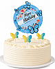 Pasta Üstü Dekor Çubuk Happy Birthday Kelebekli 4'lü Mavi - 1