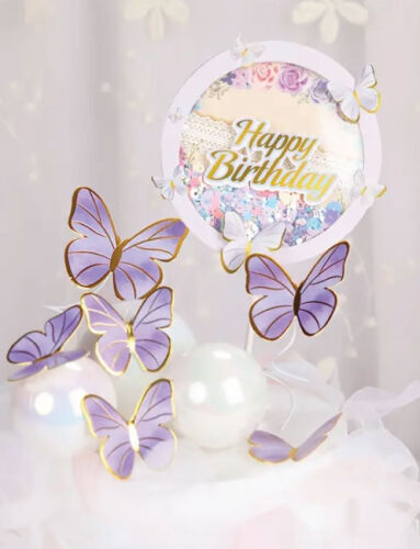 Pasta Üstü Dekor Çubuk Happy Birthday Kelebekli - 4