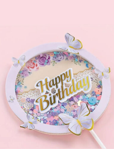 Pasta Üstü Dekor Çubuk Happy Birthday Kelebekli - 3