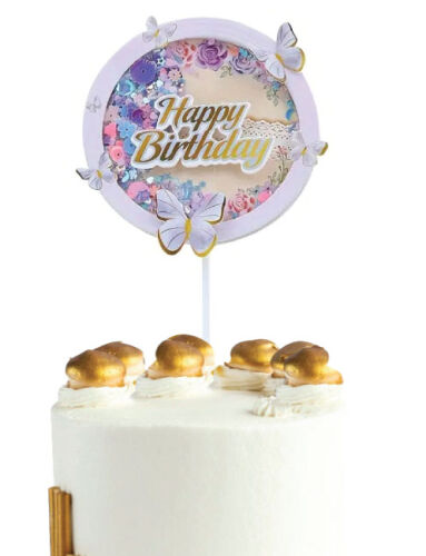 Pasta Üstü Dekor Çubuk Happy Birthday Kelebekli - 1