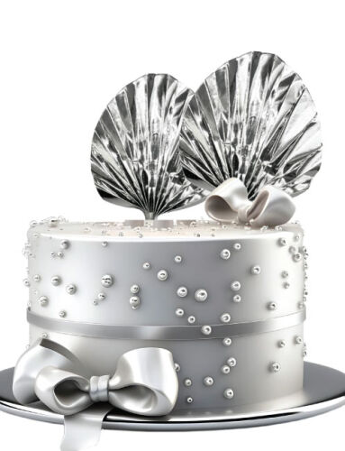 Pasta Üstü Dekor Çubuk Yaprak Varaklı Gümüş 2 Parça - 