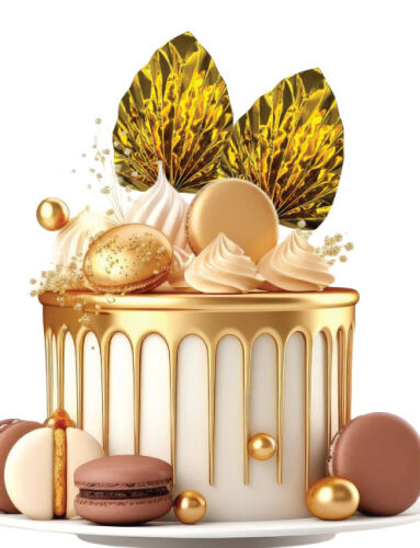 Pasta Üstü Dekor Çubuk Yaprak Varaklı Altın 2 Parça - 