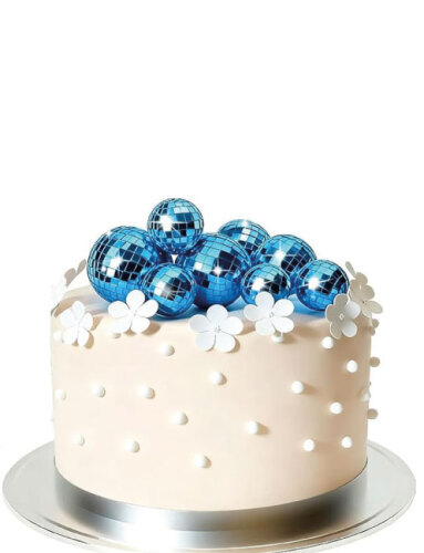 Pasta Üstü Dekorasyon Disko Topları 12 Parça Mavi - 