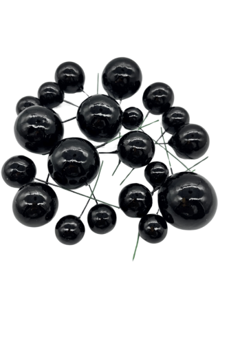 Pasta Üstü Dekorasyon Topları 20 Parça Siyah - 