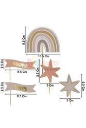 Kürdan Pasta Üstü Bohem Temalı 5 Parça - 4
