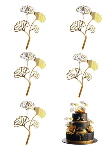 Pasta Üstü Plexi 3 Dallı Ginkgo Yaprağı 5 Parça - 