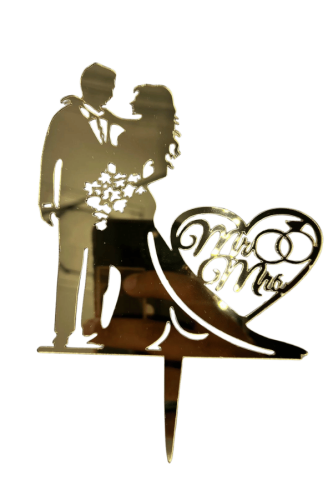 Pasta Üstü Plexi Çubuklu Bride Gelin Damat - 2