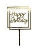 Pasta Üstü Plexi Çubuklu Happy Birthday Çerçeveli Model Altın - 2