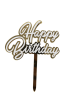 Pasta Üstü Plexi Çubuklu Kabartmalı Happy Birthday Beyaz - 2