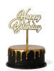 Pasta Üstü Plexi Çubuklu Kabartmalı Happy Birthday Beyaz - 1