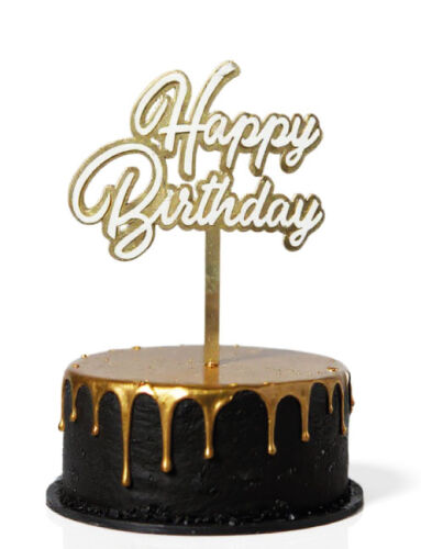 Pasta Üstü Plexi Çubuklu Kabartmalı Happy Birthday Beyaz - 1