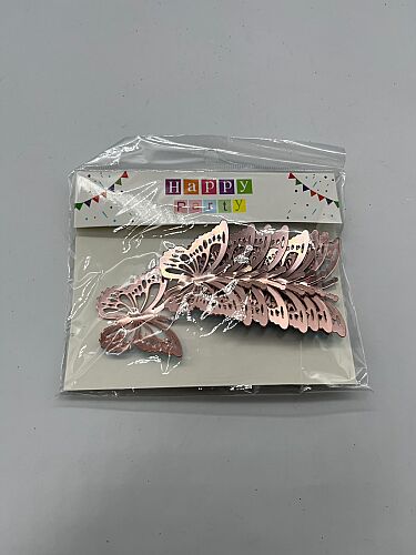 Pasta Üstü Plexi Dekor Kelebek 10 Parça Rose Gold - 3