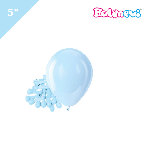 Lateks Pastel Balon Mini Makaron Mavi 6 İnç 100 Parça - 