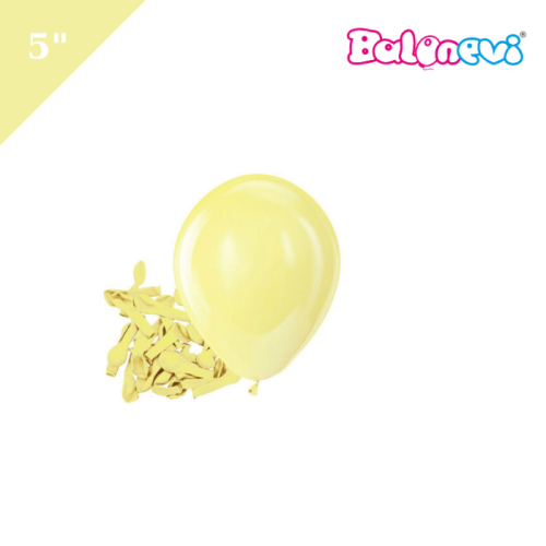 Lateks Pastel Balon Mini Makaron Sarı 6 inç 100 Parça - 