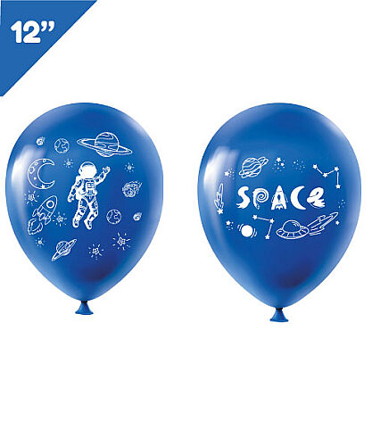 Pastel Lateks Balon 12 İnç 6 Parça Uzay - 