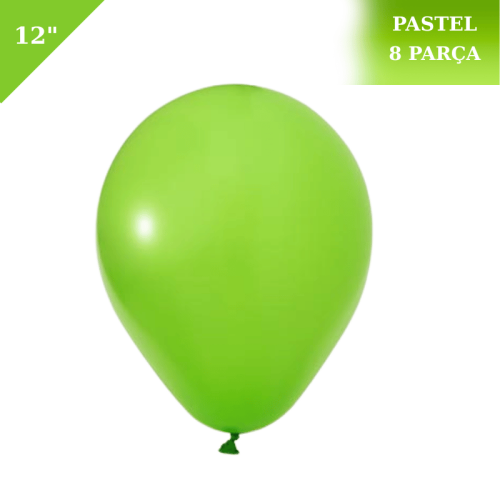 Pastel Lateks Balon 12 İnç 8 Parça Açık Yeşil - 