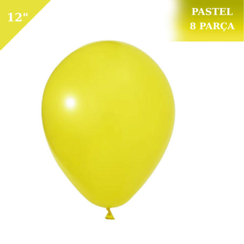 Pastel Lateks Balon 12 İnç 8 Parça Sarı - 